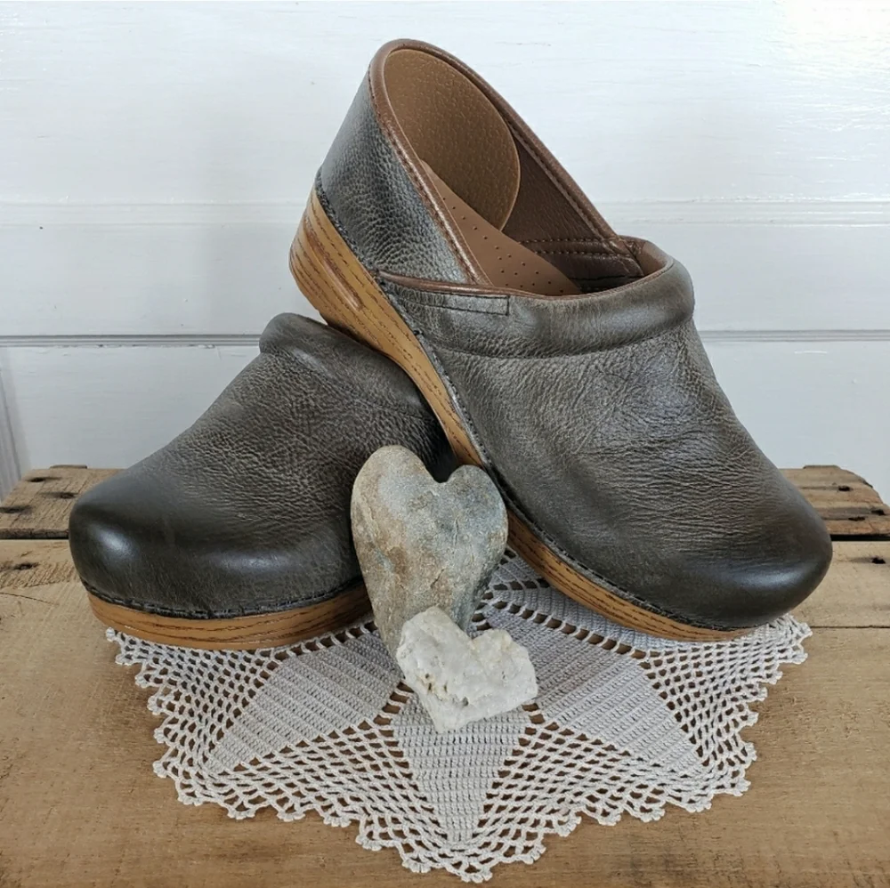 ⚘inQuire⚘AvaiLable!⚘Greige Dansko Pro Honey Clog Burnish Distress 37 38 39 41 42 - Picture 7 of 7